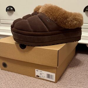 UGG Tazzlita Chocolate Brown Platform Slippers